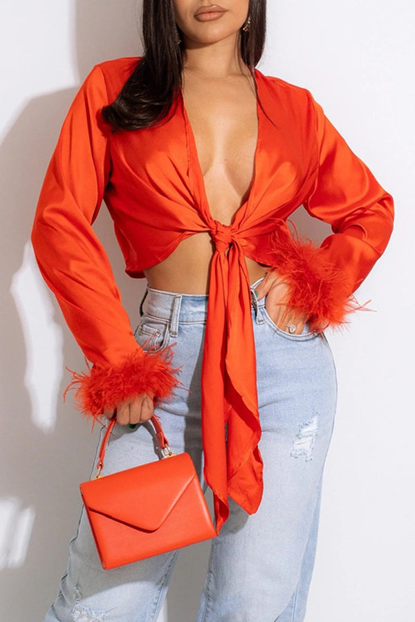 Chic Knot front Fluffy Blouse