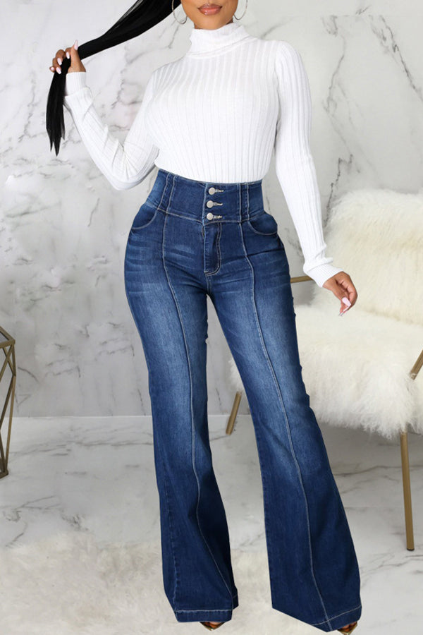 Stylish High-waist Flared Jeans