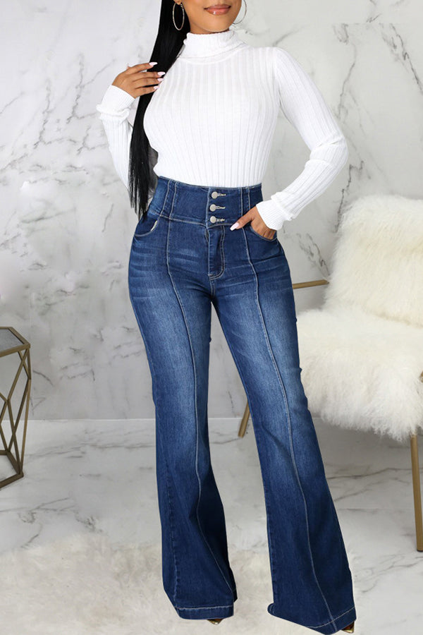 Stylish High-waist Flared Jeans
