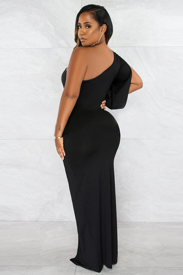 One-shoulder Split Thigh Formal Dress