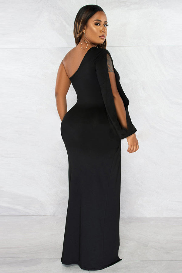 One-shoulder Split Thigh Formal Dress