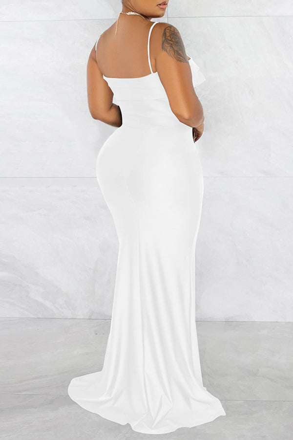 Ruched Split Thigh Formal Cami Dress