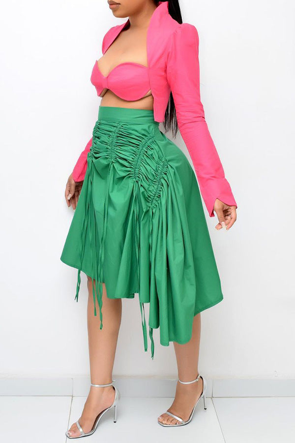 Drawstring Asymmetrical Hem Skirt