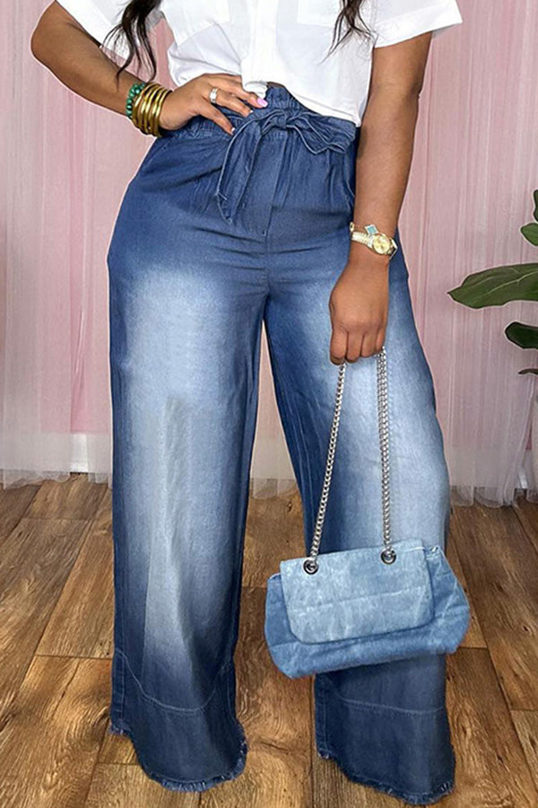 Straight Leg Self Belted Jeans