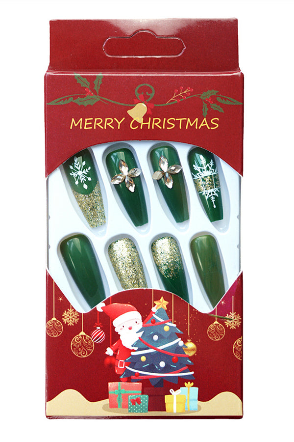 Christmas Green Wearing False Nails 24Pcs