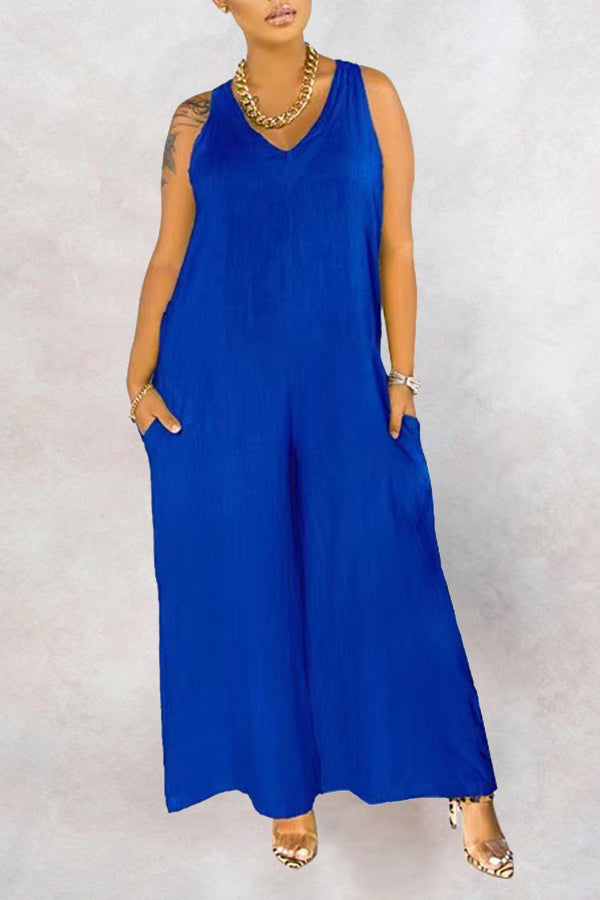 Loose Wide Leg Jumpsuit With Pockets