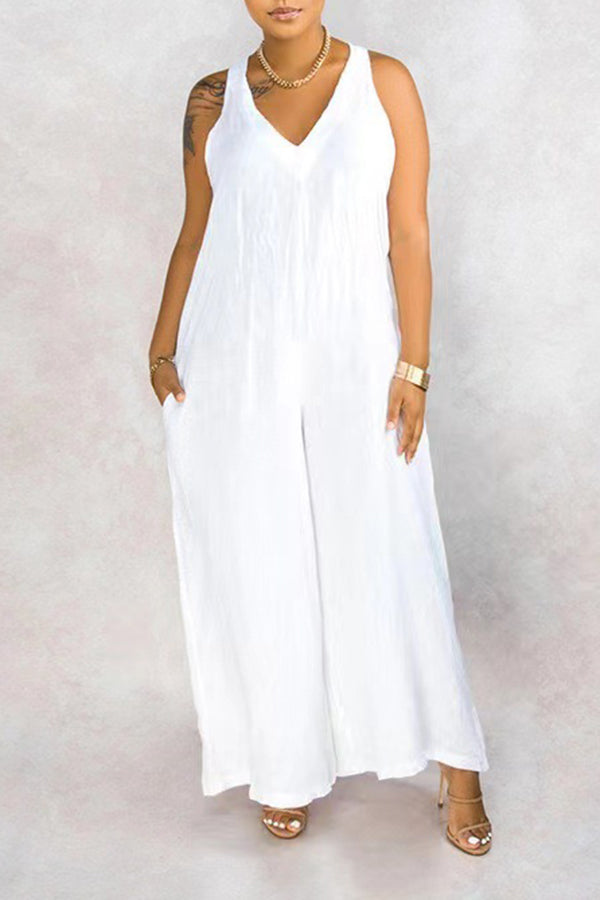Loose Wide Leg Jumpsuit With Pockets